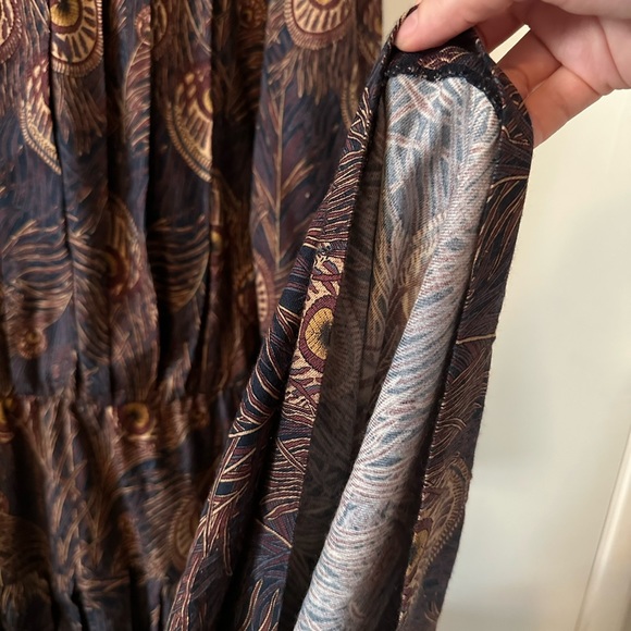 Donna Morgan Vintage 80’s Peacock Design Velvet Collar Maxi Dress - Picture 5 of 7